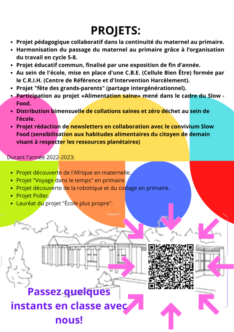 Flyer de présentation de l'école de Hoves (verso)