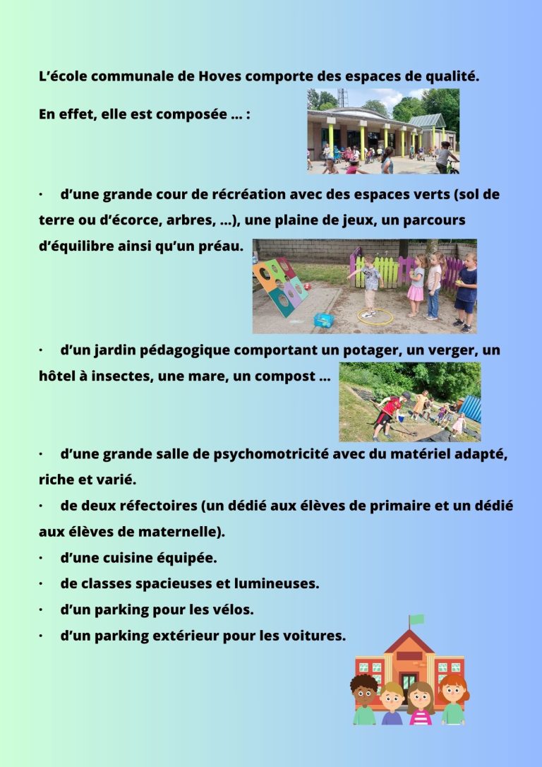 Cour de récréation et espaces verts de l'école